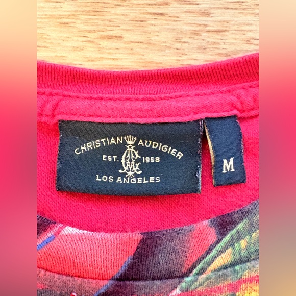 Christian Audigier Men's Red Skull and Rose Tee - Picture 10 of 12